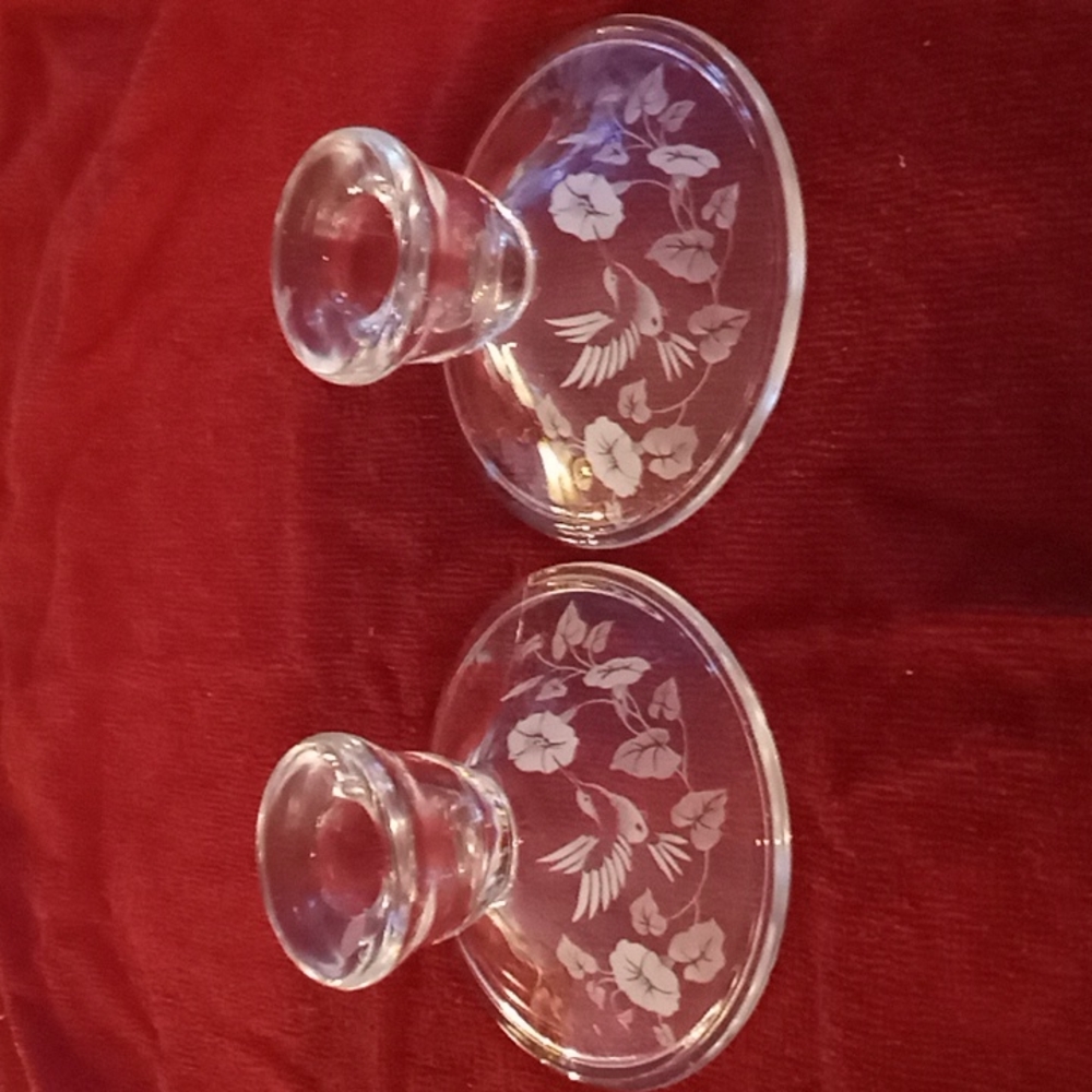 Avon Lead Crystal Pair of Candle Holders